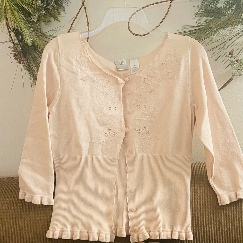 Emma James Women's Medium Cardigan Top Blush